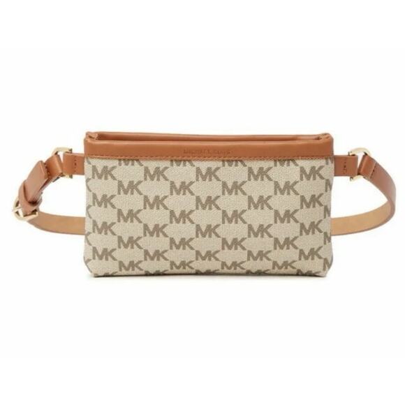 NWT Michael Kors MK Signature Logo Tan Belt Bag Fanny Pack - Picture 1 of 9